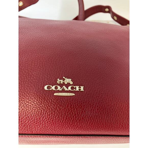 COACH 35775, LARGE RED PEBBLED LEATHER CROSSBODY BAG - Picture 13 of 16